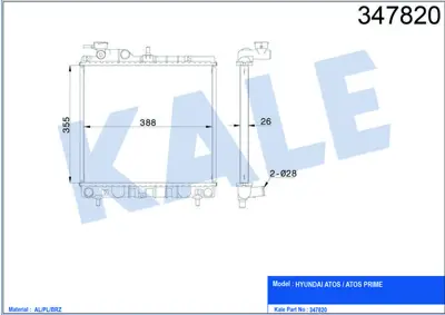 KALE 347820 Motor Su Radyatoru Hyundaı Atos 1.0 Manuel 97>03 