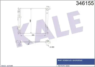 KALE 346155 Motor Su Radyatörü Ix35 Kıa Sportage 2010> 253102S050 253102S010 67516 2043061 1333048 253102Y020 253102Y010 253402S050 253102S200 253102S100