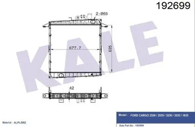 KALE 0226313PA Motor Su Radyatoru (Bakır Model) - Ford Cargo - 1830-2530-3230 Cekıcı Kamyon (3 Sıra Gb) 