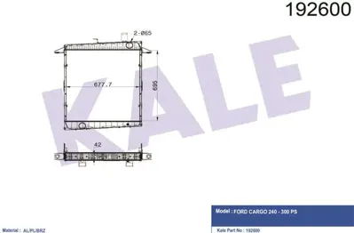 KALE 0226301AB Motor Su Radyatoru - Ford Cargo - 2524-3230 (Borusuz) - (Al - Brz) 