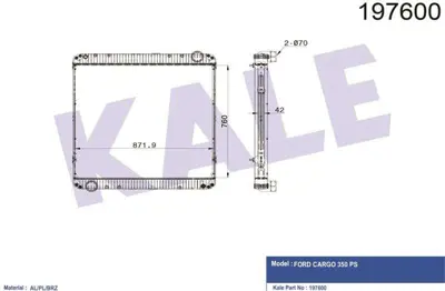 KALE 0229341AB Su Radyatoru Komple (Uzun Tıp) - Ford Cargo - 1835-2535r-3235c 