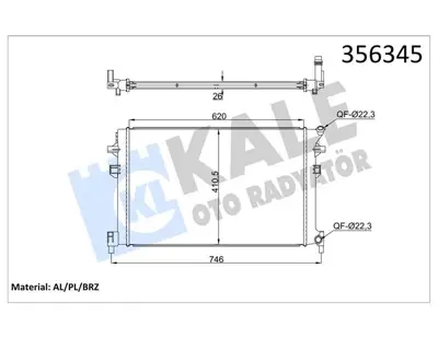 KALE 356345 Motor Su Radyatoru Cc 12>17 Golf Vıı 13>17 A3 17> Q2 17> Passat 15> Leon 13> 5Q0121251EK 5Q0121251FA 5Q0121251FB