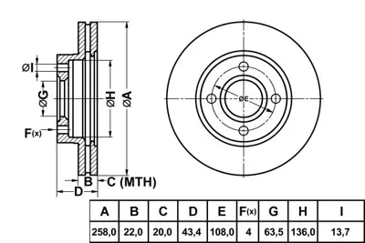 MGA 50137 Fren Dıskı On (258mm)(Ford:Focus 98-0 50137