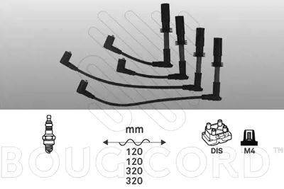 UNUVAR 7416 Bujı Kablosu Alfa Romeo T.Spark 147 01>10 156 97>05 166 00>07 55354630 646033 646284 646914 646919 90353421 90573825 92060519 I92060519