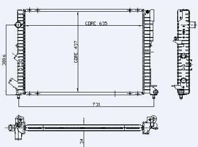 KALE 0529291AB Motor Radyator Laguna 1,8 Rn / Rt / Rxe 2,0 Rt / Rxe 2,2 D Rn / Rt / Rxe (1 Sıra Alb Sıstem) (635x43 1093014 6025301910 6025307275 6025310088 6025411680 63838 63851 63851A 6962416 7700821911