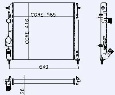 KALE 0520271AB Motor Radyator Megane 1,9dcı Klimalı (1 Sıra Alb) / (585x416x26) 1093088 2140000QA0 2140000QAX 2140000QAZ 63767 7700417175 7700425842 7700428082 7700428658 7700429469