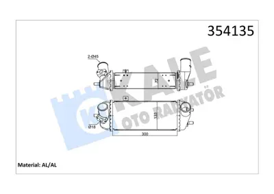 KALE 354135 Intercooler Hyundaı I20 1.4 Crdı 2008-> 282702A720 282712A700 282712A710 282712A720