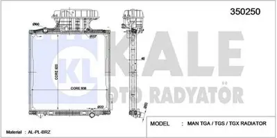 KALE 350250 Radyator Motor Man Tga / Tgs / Tgx (Cercevelı) / (Mt) 