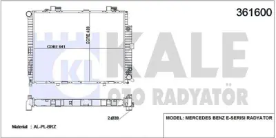 KALE 361600 Motor Su Radyatoru E-Class W210 96>99 S210 96>99 1063070 17M44 2105000603 2105001603 2105003303 2105003403 2105006503 62665 62665A 8MK376712761