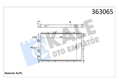 KALE 363065 Motor Radyatoru Megane 1,4 / 1,6 / 2,0 1,9d 95 02 (585x388x26) 