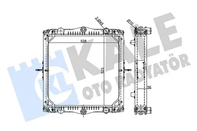 KALE 360145 Motor Su Radyatörü (Çerçevelı) (Mt) (56mm) Daf Lf 45 130/150/160/170 01=>; Euro 3 