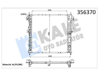 KALE 356370 Motor Radyatoru (555×578×26) Ssangyong Actyon-Kyron Otomatık 