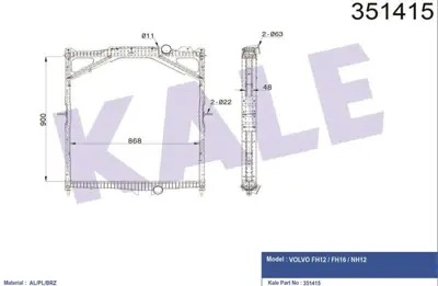 KALE 351415 Motor Radyatoru Volvo Fh12-Fh16 D16c-D12a-C-D 