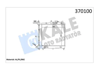 KALE 370100 Motor Su Radyatoru Kıa Pıcanto 1,0 1,1 2004> Manuel (410x378x16) 1333018 2531007000 2531007010 2531007011 2531007100 66654 8MK376762401 8MK376769371