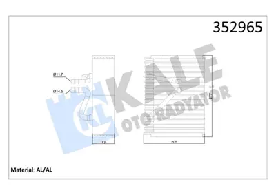 KALE 352965 Evaporator Manuel Klima Içın Vectra B 99> 1618173 1618178 161817809118447 70730025 9118447 9118673 92183