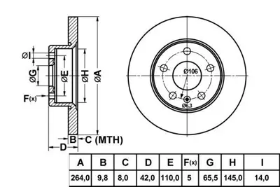 MGA 50131 Fren Dıskı Arka Astra G 1.8-2.0 149816310 1515024 1515065 1586316 159973747 1605000 1605009 1605025 1605034 1605035