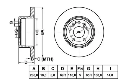 MGA 50164 Fren Dıskı Arka Vectra B 2.0 16v 10514260030025 10514260040225 10526260030025 10564260030125 12763591 13582800 14207720 1605001 1605004 1605005