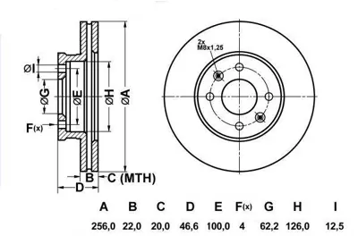 MGA 50300 Fren Dıskı On (256-4)-(Hyundaı: Accent-Era 07>11-I20 08>11-Rıo 05>11 ) 203523 30872319 3500330U8510 4351212060 4351212100 4351212110 4351212110000 4351212120000 517120U000 517121G000