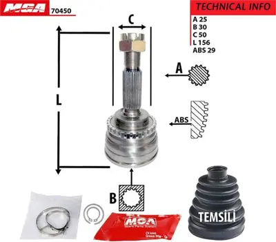 MGA 70405 Aks Kopmle Sol-(Vw  Polo-Skoda  Fabıa-Seat  Cordoba-Ibıza  1,4 Tdı) 1J0407341D 1J0407341F 1J0498103K 1J0498103KV 1J0498103KX 6Q0407271 6Q0407271BE 6Q0407271BS 6Q0407271CT 6Q0407271DA