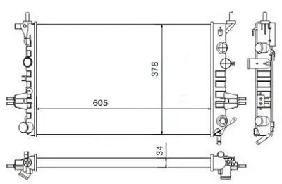 MGA 80158 Su Radyatoru Mekanık Astra G 1.6 98--  605x378x34 1079109 11099561 1300189 1300190 1300191 1300196 130019609119482 1300197 130019709119483 1300198