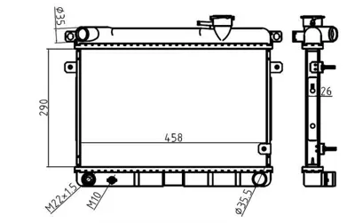 MGA 80454 Su Radyatoru  Mekanık Kapaklı  Fıat 131 1.6 M-T 1979-2003 Alumınyum Brazıng 26mm  290x458x26 1042045 3050470 3050471 3050473 3050753 3053685 3053686 3053687 3053688 3053689