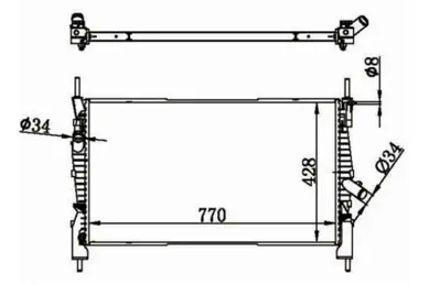 MGA 80557 Su Radyatoru Brazıng  M-T Ford: Fıesta 1.6 Tdcı 90 Ps 02>08 1053106 1334250 1334654 1344810 1359244 1897433 556H8005AA 556H8005AD 5S6H8005AA 5S6H8005AB