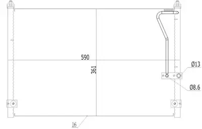 MGA 82259 Klima Radyator (Mazda: 626 97>02) 590x360x16 8253016 8FC351038701 8FC351300421 94428 G4T61480A GE4T61480 GE4T61480A GE4T61480AB GE4T61480B GE4T6180B