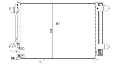 MGA 82312 Klima Radyatoru 582x391x16 (Vw Jetta 11-15) Hortum Bağlantısı 15,5-13,8 5C0816411 5C0820411 5C0820411E 5C0820411F 5C0820411G 5C0820411K 5C8200411 8103105 8C0820411E 8FC351344584