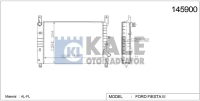 KALE 0213202AL Su Radyatoru Fıesta Iıı 1.4 1.6 16v 1.8d Klımasız 1004038 1004039 1029459 1052030 1052034 1107118 1107119 1107120 1619067 1619143