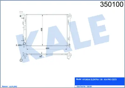 KALE 350100 Su Radyatoru I30-Pro Cee D 1.6ı 06-> (600x458x16) (Brazıng) At 1283120 253101H000 253101H010 253101H015 253101H016 253101H050 253101H060 253102H000 253102H010 253102H050