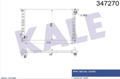 KALE 347270 Su Radyatoru Mını One   Cooper 1023122 1475550 17101147550 17101475550 17107509714 17107570821 17111475550 17117509714 17117570821 69703A