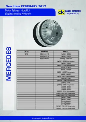 DK 078 Motor Takozu Alt Sol W202 94>00 S202 96>01 W210 95>00 W211 02>08 R170 96>00 A2032400417 2032400417 A2202401917 2202401917 A2032400317 2032400317 A2022401917 2022401917 A2022402517 2022402517