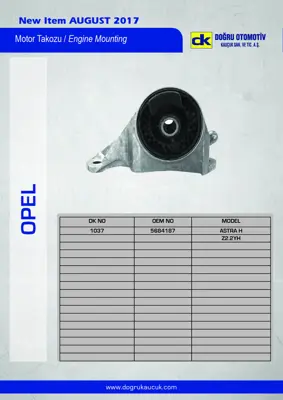 DK 1037 Motor Takozu Astra H 5684187 24459816 13221031 5684183