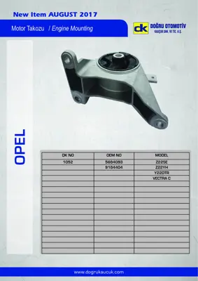 DK 1052 Motor Takozu On (Otomatık Sanzıman) Vectra C Sıgnum Z22se 5684093 46832403 9184404 21031129