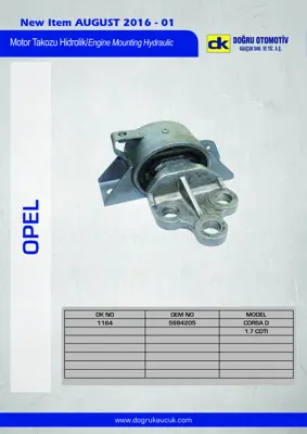 DK 1164 Opel Corsad Motor Takozu Hıdrolık 5684205 5684196 13234039 13130739