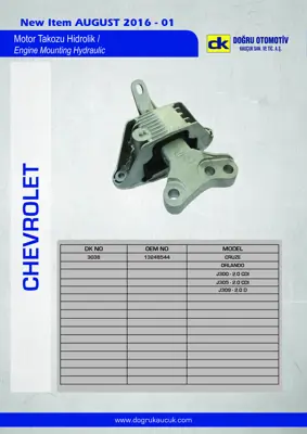 DK 3038 Motor Takozu Sol (Duz Sanziman) Astra J Zafira C B16dth B16dtj A20dt A20dth A20dtr B20dth Cruze 2,0 Diesel 682050 13248544 12348544