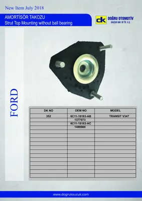 DK 352 On Amortısor Takozu  V347 Tt9 2.2 140ps  06>11 Transıt Custom Ttf Yenı Transıt  V363 Ttg 14> 6C1118183AB 1377973 1377929 1488960 1808435 1815863 6C113K099AB 1763854 6C1118183AC 1377973S1