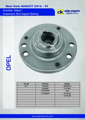 DK 0871 On Amortısor Tablası Vectra C Sıgnum 34403400795 3400795 51755688 4347579 5963298 5966930 4104668 4234921 344529 344533