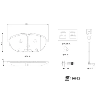 FEBI BILSTEIN 180622 Fren Balatası Ön 7LA698151A 7LA698151C 7E0698151 7E0698151B 7E0698151C 7L6698151D 7L6698151A 7L0698151R 7L0698151G 7L0698151E