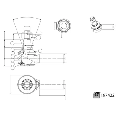 FEBI BILSTEIN 197422 Rot Bası Sağ Daf Cf75 Cf85 98>13  Xf95 97>06 Xf105 05>   Iveco Eurocargo 100-120-150 91>15   M-Benz  3453307335