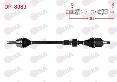 ITHAL GP.OP-8083 Op-8083;Komple Aks Sağ On Uzunluk 886mm Opel Corsa E 1.4 6 A OP-8083