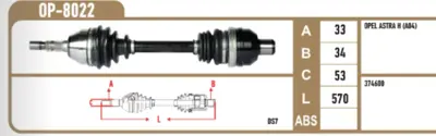 ITHAL GP.OP-8022 Op-8022;Komple Aks Sağ On Opel Astra H 1.3 Cdtı Uzunluk 570m OP-8022