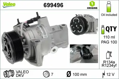 VALEO 699496 Kompresör Nıssan Mıcra (17>) 09t Petrol 9260000Q0F 926003541R 926005214R 926005689R 926008116R T24500CA T99133AA