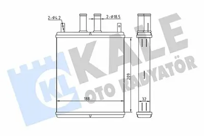 KALE 360945 Kalorıfer Radyatoru Lada Kalına Iı ; Kalına 04<13 Borulu-Plastık Aparatlı [brazıng Al Al] [209x188x3 