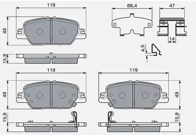 BOSCH 0986460138 Fren Balata Honda Crv Arka 2017- 43022TLAA11 43022TNYE00