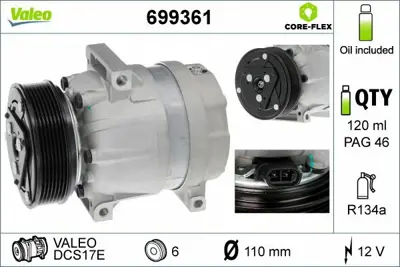 VALEO 699361 Kompresor Opel Vıvaro, Renault Trafıc 1131558 1131909 1135008 1135019 1135025 1135106 1135157 1135240 1135292 1135295