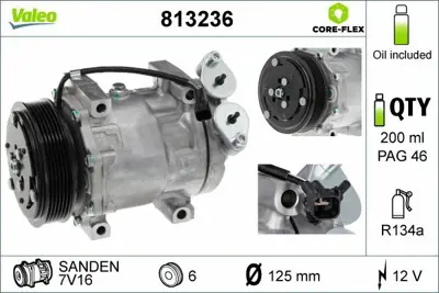 VALEO 813236 Klima Kompresoru Focus Iı 1.6tdcı C Max 1.6tdcı 07> Mazda 3 1.6cdı Volvo S40 1.6d 2.4 D5 00>012 C30 1016001034 1016001037 1077 12141438877 1230892 1248 1255 1255085 1288 1306784