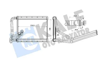 KALE 360830 Kalorıfer Radyatoru Kıa Cerato Iı ; Cerato Koup Iı 1.6 1.6cvvt 10=> Borulu [brazıng Al-Al] [148x214. 