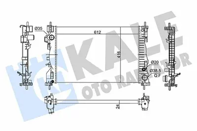 KALE 363055 Motor Su Radyatoru Alfa Romeo Gıulıetta (940) 1.4 Tb 10> Ac (Mt) (Mekanık) (612x416x24) 