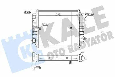 KALE 363190 Motor Su Ek Radyatoru Sağ A1 A3 Golf Vıı Jetta Passat Leon Superb 13>> [brazıng] [215x188x26] 